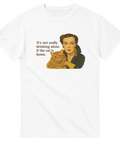 Humoristisk t-shirt med vinbudskap och katt i retrostil