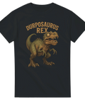 Rolig T-shirt med tecknad dinosaurie och texten Durposaurus Rex – perfekt för humor, självdistans och som present till den klantiga kompisen