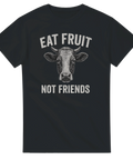 Svart t-shirt med koillustration och texten Eat Fruit Not Friends