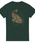 Mörkgrön t-shirt med realistisk illustration av en europeisk mal med långa skäggtömmar.