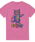 T-shirt med rolig fredagskänsla och dansande kattmotiv