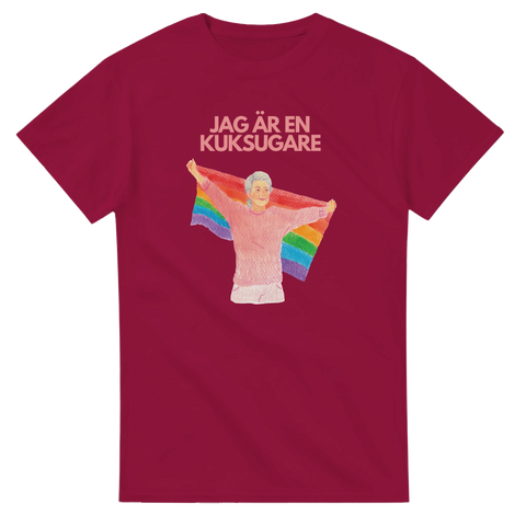 Kontroversiell t-shirt för gay och pride med regnbågsflagga