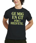 svart t-shirt med budskap om drinken gin tonic och texten ge mig en gt för i helvete