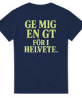 Marinblå tröja med grön text om att ge en gin och tonic