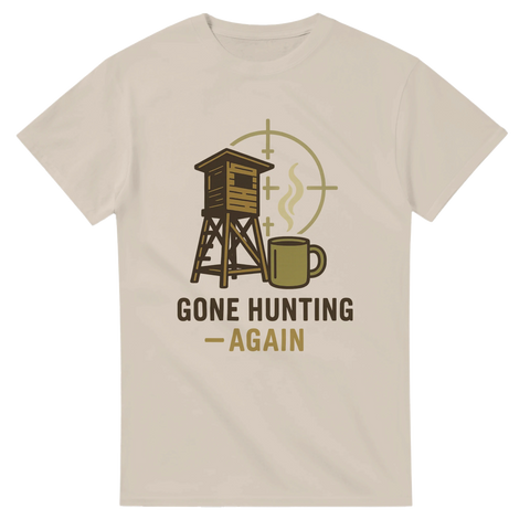 T-shirt med jakttorn och text Gone Hunting Again