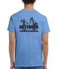 Blå t-shirt med kranar i Göteborgs hamn
