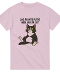 Rolig t-shirt med lat katt och självironisk text