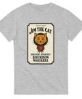 T-shirt med katt och vintage whiskey-parodi i etikettstil
