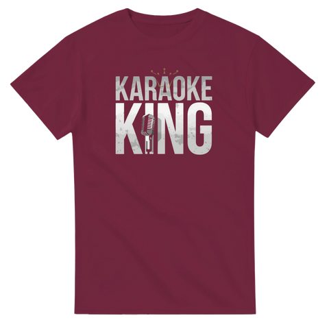 Vinröd t-shirt med Karaoke King motiv för den som älskar karaoke