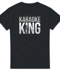 Karaoke King motiv med mikrofon och krona på en svart t-shirt