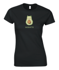 Rolig t-shirt med en avokado formad som en katt och texten avokatto