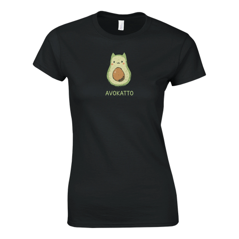 Rolig t-shirt med en avokado formad som en katt och texten avokatto