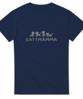 Söt marinblå t-shirt för stolta kattmammor i enkel svartvit design