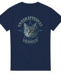 Marinblå t-shirt med katt och texten “Knaskatternas Vänner”