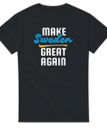 svart t-shirt med texten Make Sweden Great Again i blågult