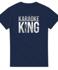 Marinblå t-shirt med Karaoke King text och krona i guld