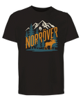 T-shirt med text Norröver och skogar, berg och älg för fantaster av Norrland