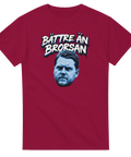 Röd t-shirt med texten “Bättre än brorsan” och Andreas Holmberg i Öis illustrerad