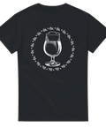 T-shirt med ett glas öl och en cirkeltext som säger öl öl öl. 