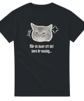 Svart t-shirt med humoristiskt motiv för mitt-i-veckan-trötthet