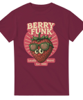 T-shirt med en tecknad jordgubbe med solglasögon och texten “Berry Funk – Locally Weird Est. 1989”