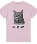 Rolig t-shirt med kattporträtt och parodinamn i stil med Einstein