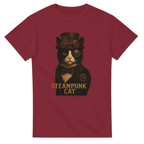 T-shirt med steampunk-katt i hatt och monokel