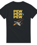 T-shirt Pew Pew Pew Star Wars Parodi Svart med ett rymdskepp som skjuter