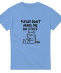 Rolig t-shirt med lat katt och sarkastiskt budskap