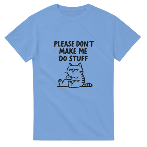 Rolig t-shirt med lat katt och sarkastiskt budskap