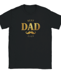 T-shirt med exklusivt guldfolietryck föreställande texten Best Dad Ever och en mustasch