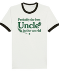 T-shirt med texten Probably the best Uncle in the world i grön stil med humlekottar