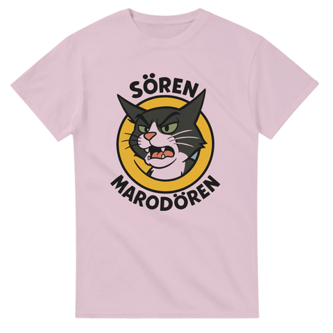 Rolig t-shirt för kattägare med ilsken katt i emblemstil