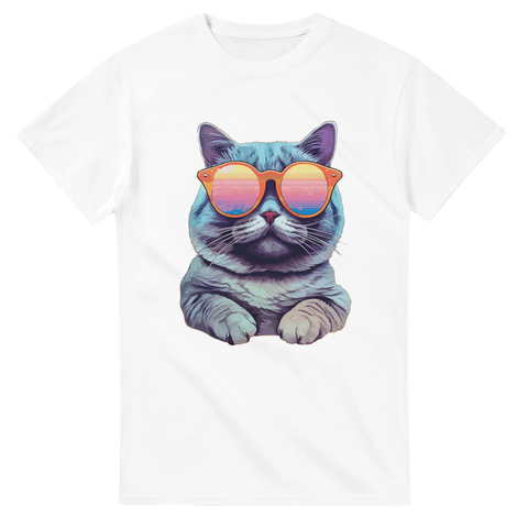 Cool katt-tshirt med retrovibbar och soliga attityder