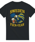 T-shirt med blågul örn som håller öl och texten "Sweden F*ck Yeah"