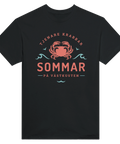 Svart t-shirt med maritimt tryck av en krabba och vågor