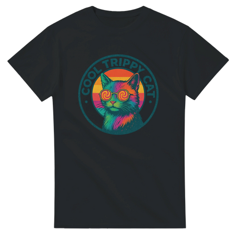 Psykedelisk katt i neonfärger med spiralögon – t-shirt