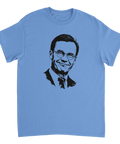 Grafiskt porträtt av Ulf Kristersson – politisk t-shirt i blått