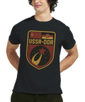 Retro Kommunist T-shirt där Sovjet och DDR slagit ihop sig. Svart T-shirt. Shirty.se