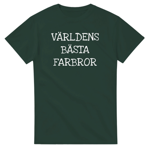 t-shirt med vit text "Världens bästa farbror"