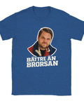 Marinblå t-shirt med ÖIS-inspirerat fotbollsmotiv, Andreas Holmberg i sticker-stil och texten ”Bättre än brorsan”