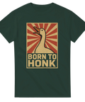Grön t-shirt med skrikande gås och texten Born To Honk