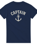Marinblå t-shirt med texten CAPTAIN och ett ankare i vitt