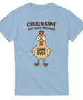 Rolig t-shirt med tecknad höna och texten Chicken Game – Game Over.