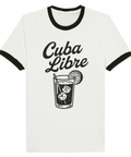 Vit ringer-t-shirt med svart illustration av drinken Cuba Libre och handtextad rubrik