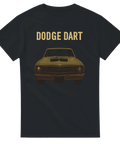 T-shirt med Dodge Dart-muskelbil i guldfärg, framifrån