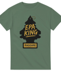 Grön EPA King t-shirt med svart Wunderbaum, texten EPA King Raggare – perfekt för killar med EPA-traktor och raggarliv