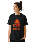 Svart t-shirt med stor röd varningstriangel och texten EPA Raggare – perfekt för EPA-förare och unga raggare