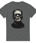 T-shirt med svartvitt tryck av Frankenstein-monstret, grå

