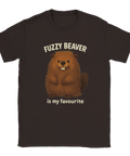 T-shirt med lurvig bäver och humoristisk text